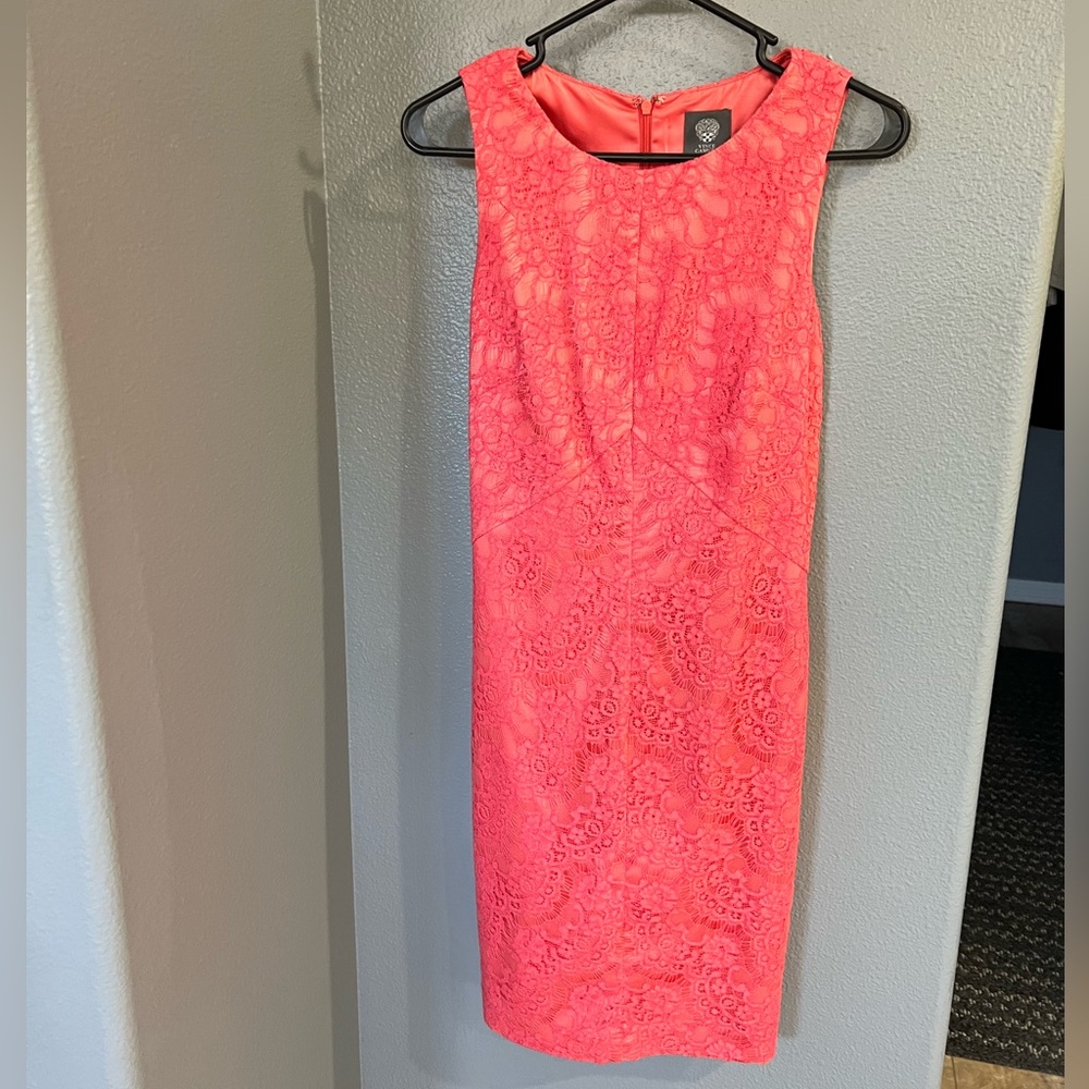 Vince Camuto Coral Lace Midi Dress